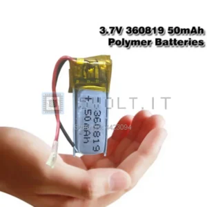 Batteria LiPo al Litio 360819 3.7V 50mAh Ricaricabile