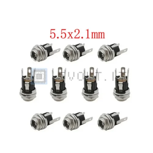 5Pzi Connettore da Pannello Femmina 5.5mmX2.1mm Jack