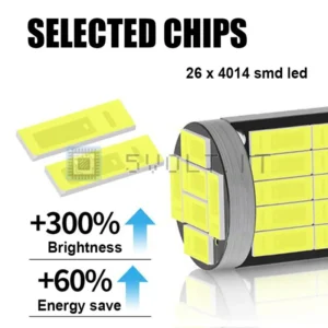 Coppia Lampade T10 W5W Bianco Naturale 26SMD 4014 6000K 12V