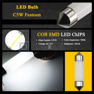 2Pzi Lampade a Siluro C5W 36mm 12V 6500K Luci Targa