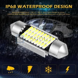 2Pzi Lampade C5W C10W 36mm Targa Interni 27SMD 3014 200lm