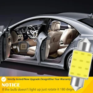 2Pzi Lampade C5W C10W 36mm Targa Interni COB 7000K Bianco