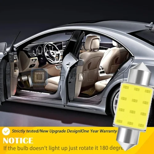 2Pzi Lampade C5W C10W 36mm Targa Interni COB 7000K Bianco