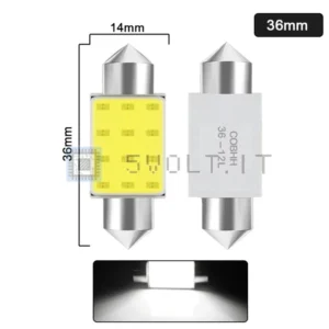 2Pzi Lampade C5W C10W 36mm Targa Interni COB 7000K Bianco