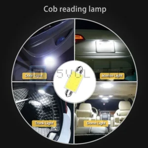 2Pzi Lampade C5W C10W 36mm Targa Interni COB 7000K 12SMD
