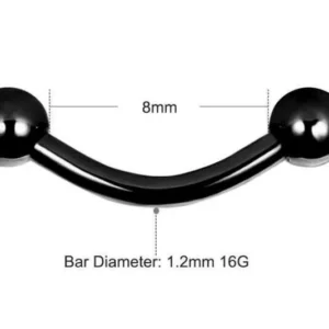 Piercing Sopracciglio Acciaio Chirurgico Full Black Banana
