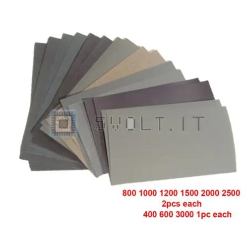 Set 15pz Carta Vetrata Acqua 400 600 3000 800 1000 1200