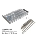 Set 20pz Punte Trapano Acciaio HSS Alta Velocità 0.3-1.6mm