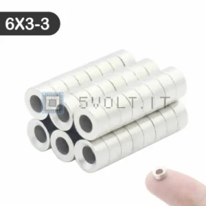 5pz Magneti Neodimio 6x3 con Foro 3mm N35