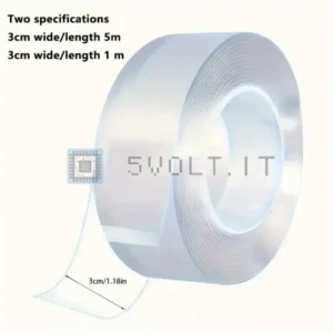 Nastro Biadesivo Trasparente Acrilico Resistente 5Mx3cm
