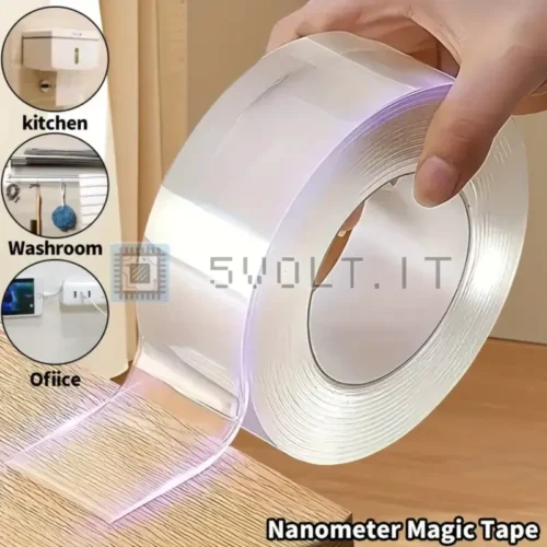 Nastro Biadesivo Trasparente Nano 5Mx2cm Riutilizzabile