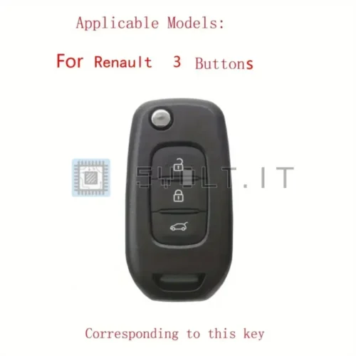Cover Chiave Silicone Nera per Renault 3 Pulsanti
