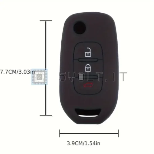Cover Chiave Silicone Nera per Renault 3 Pulsanti