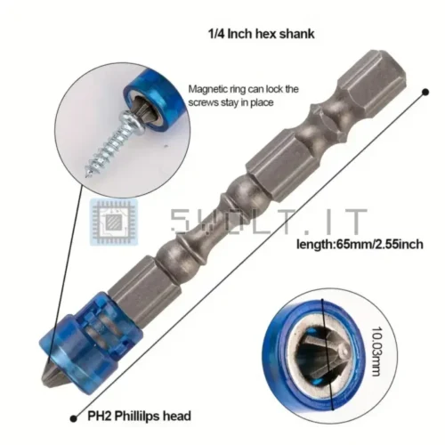 Cacciavite a Croce Magnetico 5pz 10cm in Lega S2 Esagonale