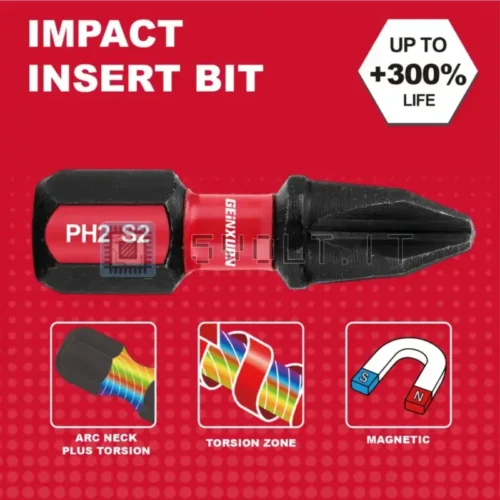 5pz Punte per Cacciavite Philips PH2 Impact da Inserto