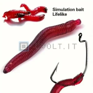 100pz Vermi Rossi Morbidi Esca Finta Pesca Gamberi Granchi