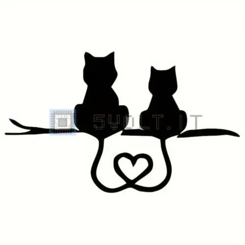 Adesivo in Vinile 2D Gatti Cuore 20x12cm per Vetri