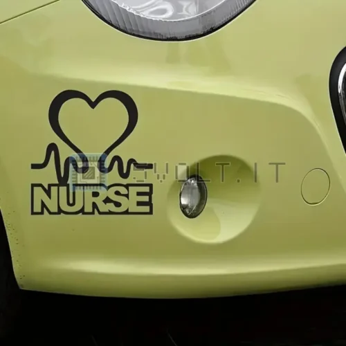 Adesivo Sticker Infermiera con Cuore 14x14cm Nurse Vinile