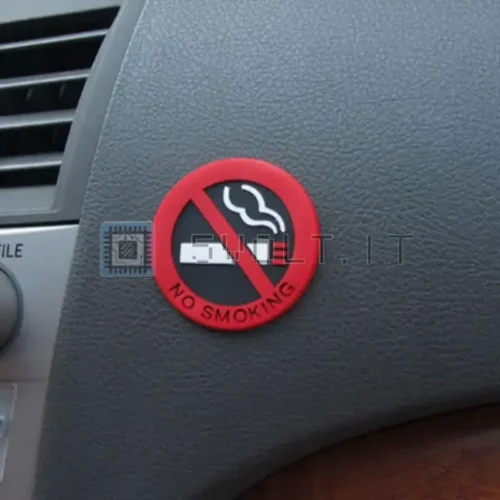 Adesivo Auto 3D No Smoking Stile Tondo 5x5cm Rosso