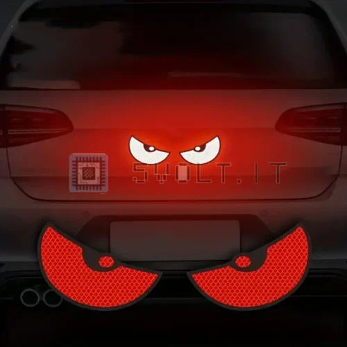 Adesivo Sticker Riflettente Rosso Occhi Demone 10x5cm