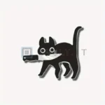 Adesivo Sticker Vinile Gatto Nero Coltello per Vetri 16x14cm