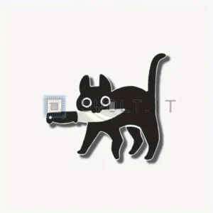 Adesivo Sticker Vinile Gatto Nero Coltello per Vetri 16x14cm