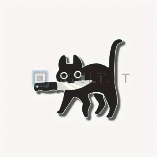 Adesivo Sticker Vinile Gatto Nero Coltello per Vetri 16x14cm