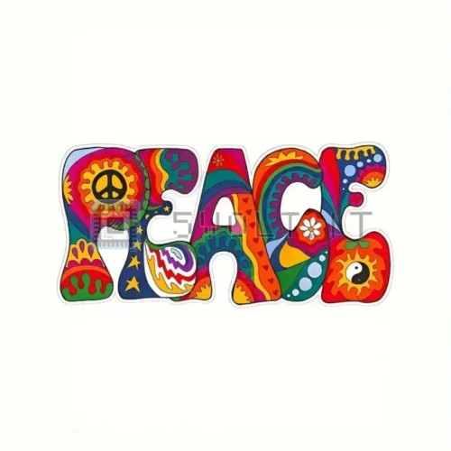Adesivo Sticker Vinile Pace Peace Hippie in PVC 14x7cm