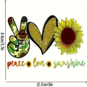 Adesivo Sticker PVC Amore Pace Margherita 13x10cm