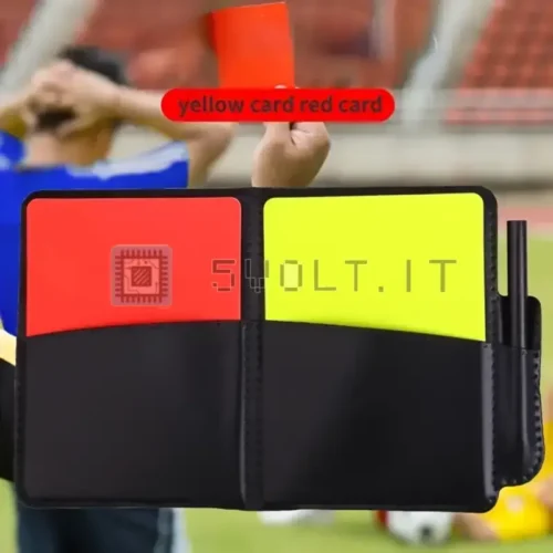 Cartellini Rosso e Giallo Arbitro Calcio con Matità Penalità
