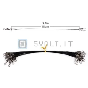 20pz Filo da Pesca Acciaio 15cm con Girella e Leash Morso