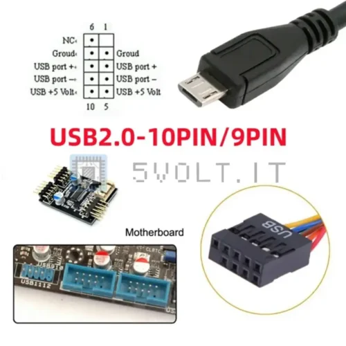 Cavo Scheda Madre 9/10pin USB a Micro USB 5pin 50cm
