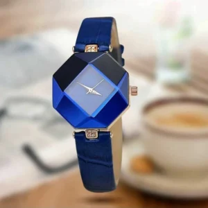 Orologio Donna Gem Cut Gemma Diamante Finto Cuoio Quartz