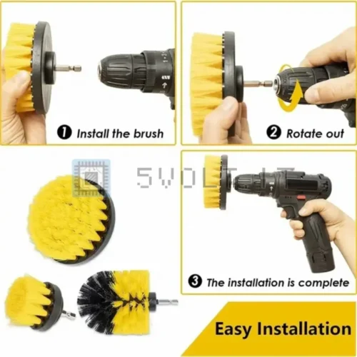 3pz Spazzole per Trapano Elettrico 2/3.5/4 Pollici Gialle