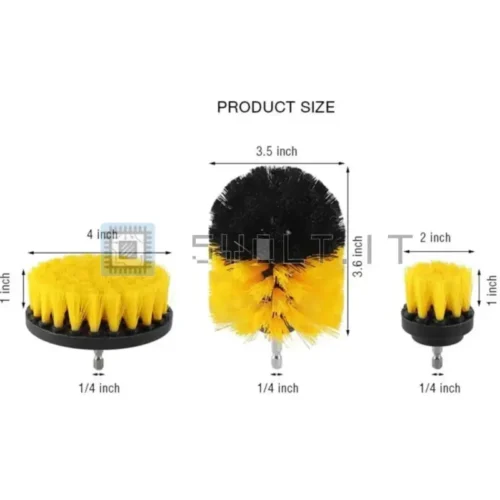 3pz Spazzole per Trapano Elettrico 2/3.5/4 Pollici Gialle