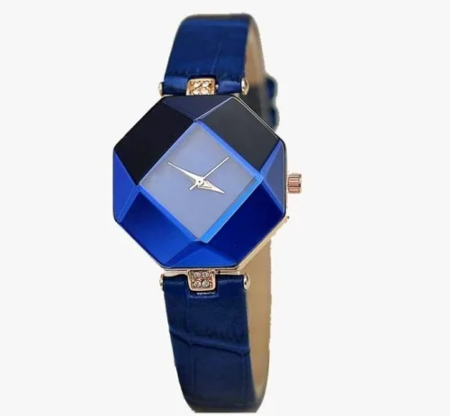 Orologio Donna Gem Cut Gemma Diamante Finto Cuoio Quartz