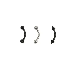 Set 3 Piercing Sopracciglio Acciaio Chirurgico Titanio Curvo