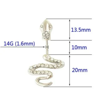 Piercing Ombelico Anallergico Serpente Acciaio Chirurgico