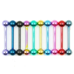 10 Pezzi Piercing Dritto Lingua Acciaio Chirurgico 16Mm 14G