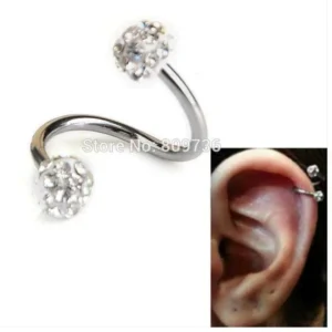 Piercing Orecchio Twist Helix Acciaio Chirurgico 18G Strass