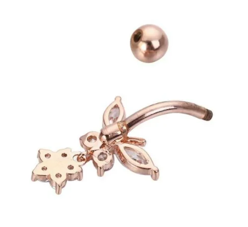 Piercing Ombelico Anallergico Acciaio Chirurgico Farfalla Butterfly