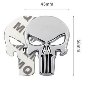 Adesivo Auto 3D Punisher Emblema Teschio Metallizzato