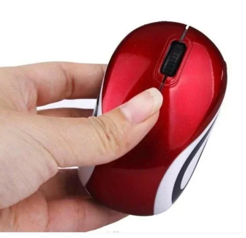 Mini Mouse Ottico Rosso 2.4Ghz Per Pc Laptop Gaming Wireless