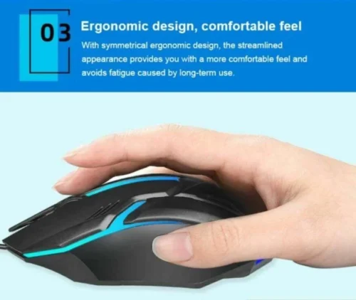 Mouse Led Gaming 7 Colori Rgb Intercambiabili Filo 1000DPI