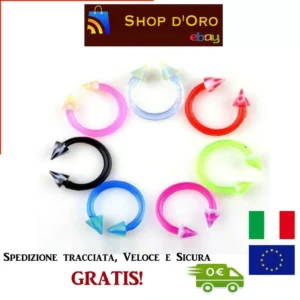 8 Pezzi Piercing Colorati In Silicone Anallergico Body naso