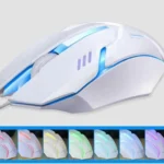 Mouse Gaming Con Filo Kebidu S1 Bianco 7 Colori Led Gamer
