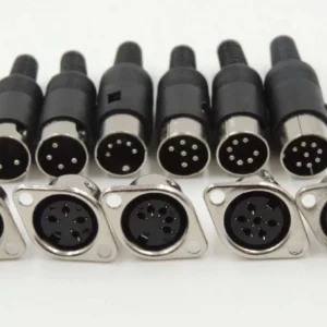 2 Pezzi Lotto Din 6 Pin Maschio + Femmina Pannello Telaio