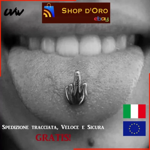 Piercing Lingua Acciaio Chirurgico Dito Medio Argentato 316L