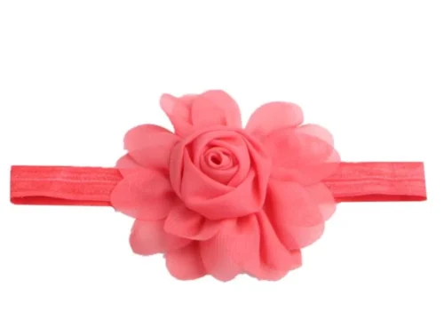 Fascia Chiffon Per Bambina Colore Rosa Per Capelli Neonati