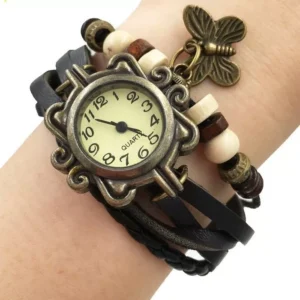 Orologio Vintage Butterfly Farfalla Bracciale Pelle Retro Do